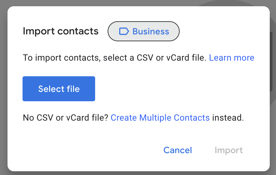 Update contacts in gmail account